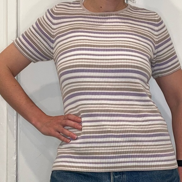 Multi-colour striped knitwear vintage top - Picture 8 of 9